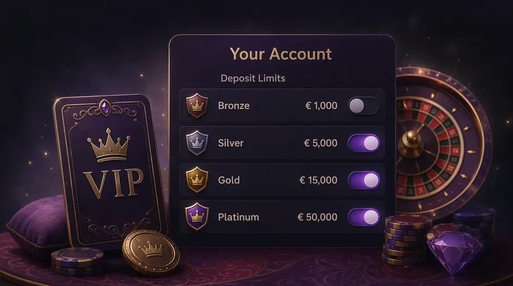 Account dashboard toggle switches for deposit limits