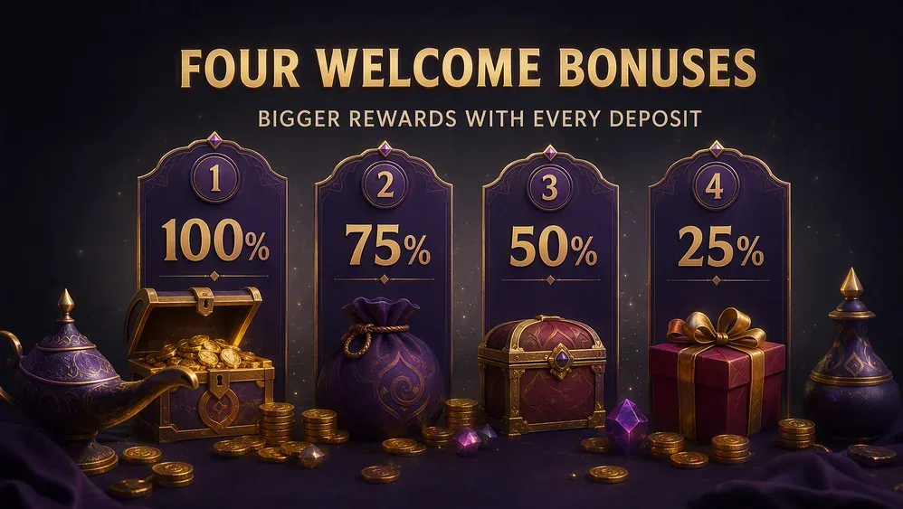 Four deposit tier icons with percentages